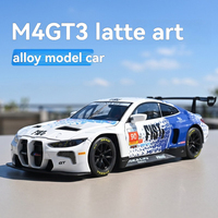 Voitures miniatures en métal 1:24 BMW M4 GT3 avec son et lumière, véhicule jouet à rétrofriction, modèle de décoration
