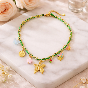 Colliers pendentifs vintage unisexes <span class=keywords><strong>en</strong></span> acier inoxydable plaqué or 18 carats avec breloques et chaîne à maillons EMOTION <span class=keywords><strong>en</strong></span> perles - Product Image 4