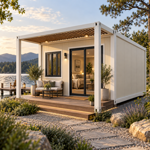 Maison en bois moderne avec de grands fenêtres en verre et terrasse pour la vie en montagne - Product Image 2