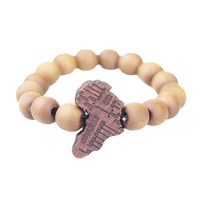 Bracelet de carte africaine en bois sculpté en croix de vente chaude d'Europe des États-Unis chaîne élastique symbole religieux chrétien pour hommes