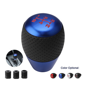 Car <b>Gear</b> Shift <b>Knob</b> Manual Leather Top Ergonomic Design Black Red Blue Silver Universal Fit - Product Image 2