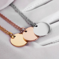 Collier rond géométrique en argent sterling 925 avec pendentif en forme de disque, bricolage, charme rond gravé, logo personnalisé, collier vierge