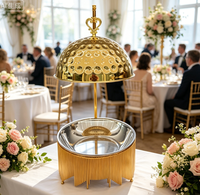 Nouveau Réchaud de Buffet Professionnel Diamant 8L en Acier Inoxydable Blanc et Doré pour Restauration, Chauffe-Plats Suspendu