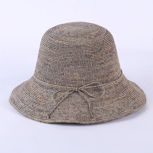 2023 gros luxe à la mode concepteur à bord court Cloche paille seau raphia chapeau pour femmes dames plage pare-soleil <span class=keywords><strong>bali</strong></span> Boho - Product Image 2