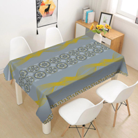 Nappe en PVC imprimée avec des lignes dorées, plusieurs couleurs au choix, résistante aux taches, pour la maison
