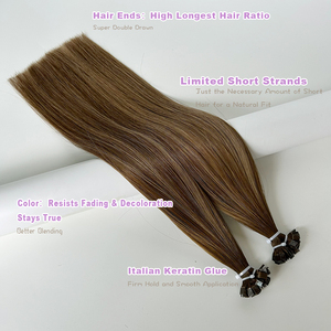 Extensiones de Cabello Humano Brasileño Remy de 18, 20 y 22 Pulgadas, 100% Queratina, Punta Plana K, Onduladas, Color <span class=keywords><strong>Balayage</strong></span> Marrón - Product Image 2