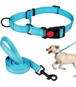 Collar de perro de tela Martingale reflectante y juego de correa a juego con hebilla de liberación rápida para perros, venta de entrenamiento de cachorros - Product Image 1