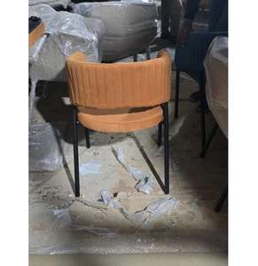 Chaises de salle à manger de luxe, nouveau design, mobilier d'hôtel noir avec tissu en velours orange foncé, chaises de restaurant portables - Product Image 2