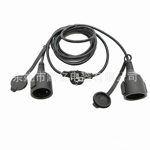 Rallonge électrique standard européenne 16A CEE mâle IEC femelle 2 prises câble PVC type SJT - Product Image 2