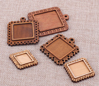 Cabochon en bois pendentif plateaux bricolage cordon en bois collier ébauches de base pour la fabrication de bijoux