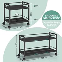 Chariot de rangement rectangulaire à roulettes extensible à 2 niveaux, en métal réglable, pour micro-ondes et armoire