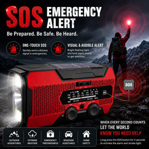 <span class=keywords><strong>Radio</strong></span> portable d'urgence AM/FM NOAA à manivelle <span class=keywords><strong>avec</strong></span> lampe de poche, batterie rechargeable 10000mAh, ABS - Product Image 3