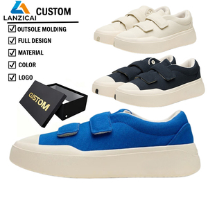 Chaussures décontractées à semelle épaisse avec fermeture auto-agrippante pour hommes et femmes, chaussures à enfiler en <span class=keywords><strong>toile</strong></span> blanches unies pour le skateboard - Product Image 1