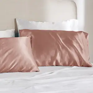 도매 사용자 정의 로고 베개 커버 인쇄 폴리 에스터 소프트 럭셔리 수면 에뮬레이션 뽕나무 실크 새틴 베개 케이스