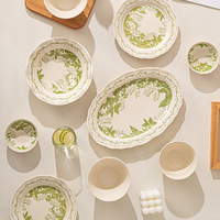 Service de table en céramique haut de gamme BAMBUS, style moderne et frais, luxe léger, bol à fruits et assiette pour la maison ou le thé