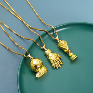 Collar de Aleación Chapado en Oro con Diseño de Balón de la Copa Hércules Vintage, Guante de Oro y Guante de Portero Dorado, Regalos para Partidos de Fútbol - Product Image 5