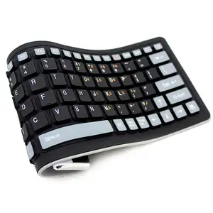 Kozh最优惠价格流行时尚静音薄硅胶便携式USB有线迷你柔性折叠电脑键盘