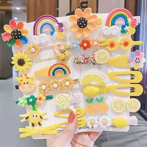 14 Stks/set Leuke Fruit Meisje Haar Clip Mode Ijs Ananas Haarspeld Regenboog Cartoon Boog Haar Accessoire Set Voor Kids