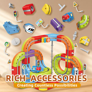 Set de Tren de Plástico DIY, Vías Flexibles, Pista de Carreras Infinita, Bloques de Construcción Modulares, Ensamblaje Libre para Niños - Product Image 5
