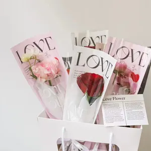 День матери, любовь, одна роза, Цветочная Подарочная сумка, упаковка, прозрачная крафт-бумага, цветочные рукава для срезанных цветов