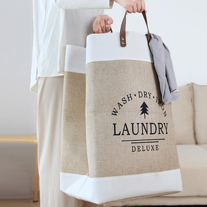 Laundry Baskets Bathroom Cotton Linen Handle Decorative Clothes Toy Laundry Folding Fabric Storage Baskets Bags For Home