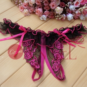 KISS ME ANGEL direct all'ingrosso le donne si sentono aperte sul cavallo trasparente grazioso perizoma in mesh ricamato - Product Image 2