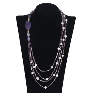 De gros améthyste colliers vente-Vente collier bijoux en cristal violet améthyste pierre collier