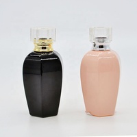 Botol Parfum Kaca Kosong Hitam Heksagonal Leher Crimp Berkualitas Tinggi OEM 50ml