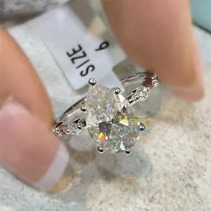 S925 Sterling Silver Rings 10K Solid Gold Fashion Solitaire Style Moissanite Ring Engagement Vvs Pear Cut Moissanite Engagement