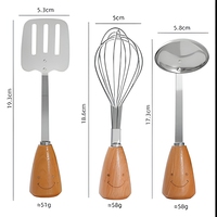 Ensemble de 12 ustensiles de cuisine pour enfants, manches en bois de hêtre, acier inoxydable 304 de qualité alimentaire, sans BPA, outils de cuisine pour une vraie cuisson