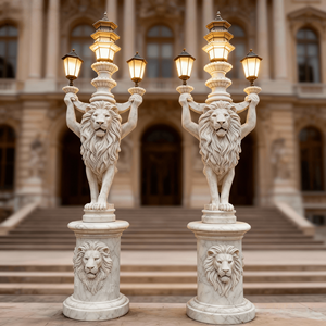 Lampe Sculpture de Statue de Femme en Marbre Blanc Solide Sculptée à <span class=keywords><strong>la</strong></span> Main sur Mesure Design Européen pour <span class=keywords><strong>la</strong></span> Décoration de <span class=keywords><strong>la</strong></span> Cour du Manoir - Product Image 1