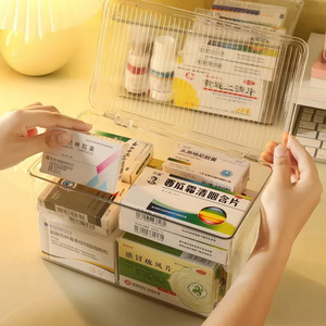 Transparent Medicine Storage Box Large Capacity Multi Layer Pill Organizer With Lid For Home Use Plastic Material - Product Image 1
