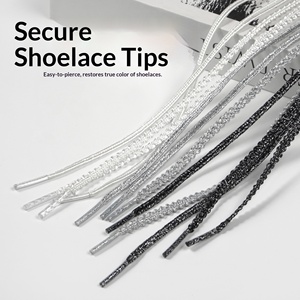 Lacets ronds fins en dentelle style ballet YH RTS, argent et noir, pour chaussures d'entraînement, largeur 0,4-0,5 cm, une paire - Product Image 1