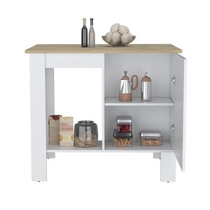 Carrito de cocina DB Isla de madera con acabado blanco moderno con un cajón Estilo de diseño Shoproni - Product Image 5