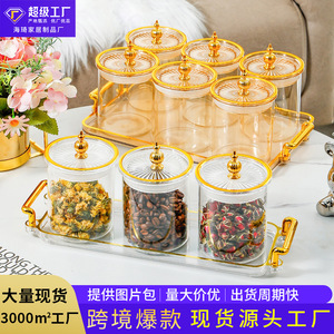 Food Grade Glass Airtight Jars With Lids <b>Kitchen</b> Transparent Storage Bottles For Coffee Beans And Nuts Home Use Cylinder Shape - Product Image 5