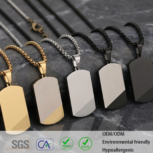 Collar Personalizado <span class=keywords><strong>de</strong></span> Acero Inoxidable con Colgante <span class=keywords><strong>de</strong></span> Perro en Color Plata, <span class=keywords><strong>Oro</strong></span> Rosa o Negro <span class=keywords><strong>para</strong></span> <span class=keywords><strong>Hombre</strong></span>, Grabado, con <span class=keywords><strong>Cadena</strong></span> <span class=keywords><strong>de</strong></span> Caja - Product Image 1