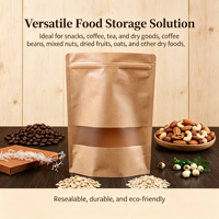 Bolsa de Papel Kraft con Cierre Zip, Ventana y Sellado Térmico para Envasado de Alimentos, Personalizable