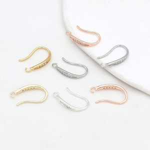 14k gold-plated, color-preserving, diamond-encrusted <b>earrings</b> with dangling loops, <b>hooks</b>, and <b>hooks</b>; handmade DIY <b>earrings</b> and - Product Image 4