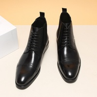 Bottes en cuir rétro pour hommes, décontractées et habillées, doublure en cuir véritable, à lacets, imperméables, respirantes, chaussures d'extérieur à bout pointu