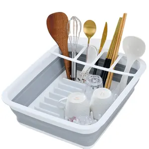 Organisateur de cuisine portable pliable, rangement en plastique, évier de séchage de vaisselle, égouttoir