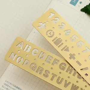 Template Maxery Creative Brass Hand Account Ruler Multifunctional Painting Graffiti Template Ruler Digital Hollow Letter Pattern Ruler