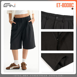 Chiusura estiva con bottoni al ginocchio abito corto Unisex ampio elastico in vita <span class=keywords><strong>3</strong></span>/<span class=keywords><strong>4</strong></span> a pieghe <span class=keywords><strong>pantaloncini</strong></span> da uomo - Product Image 2