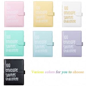 100 Envelope Savings Challenge Book A5 Spiral Pu Leather <b>Budget</b> <b>Binder</b> Planner Notebook for Money Saving - Product Image 2