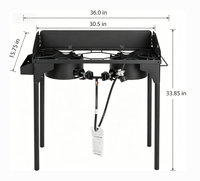 Réchaud à gaz portable à double brûleur pour l'extérieur avec pare-vent et pieds pliables pour le camping, le barbecue, la brasserie artisanale et la terrasse