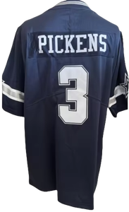 Maillot de football personnalisé respirant imprimé, coupe courte, Elliott 15, <span class=keywords><strong>Pollard</strong></span> 20, Pickens 3, bleu marine et blanc, version alternative d'été - Product Image 4