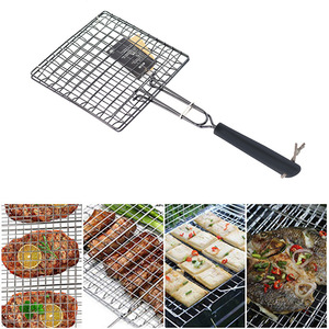 Folding Barbecue Grill Net 22.5X22.5Cm Non-Stick Rectangular Grilling Mesh For Fish And Meat Outdoor BBQ Tools - Product Image 2