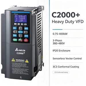 Variador de frecuencia C2000 Plus nuevo, trifásico, 460V, IP20, con PLC integrado de 10K pasos, controlador industrial UL CE para bombas y HVAC - Product Image 1