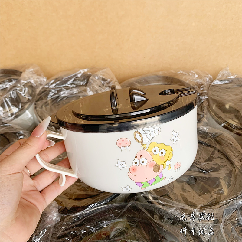 ชามบะหมี่กึ่งสำเร็จรูปการ์ตูน 1200 มล. [พร้อมฝาปิดระบายน้ำ]