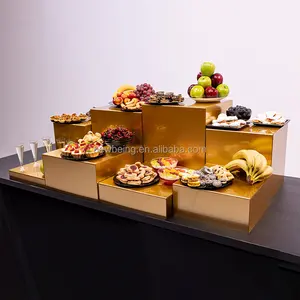 Gouden Bruiloft 8 Cake Stand Evenement Acryl Display Box Party Snoepjes Presentator Unieke Verjaardag Lucite Staat Voor Cakes