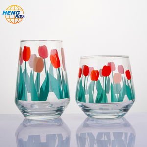Elegante tazza di vetro stampata <span class=keywords><strong>a</strong></span> <span class=keywords><strong>tulipano</strong></span> per bere tè e succo - Product Image 3